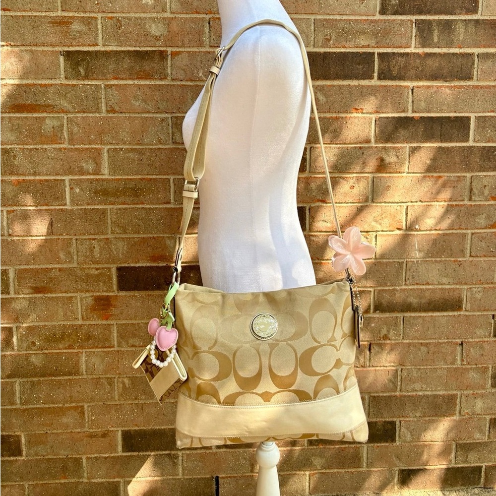 Vintage Y2K Coach Signature Jacquard Striped Shoulder/Crossbody Bag